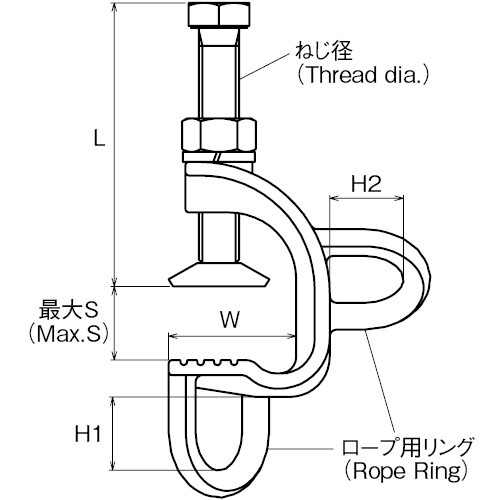 ASANO AKクランプ I型 37mm 製品図面・寸法図-1