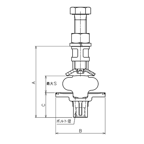 ASANO AKクランプ SH-III型 50mm AK16323 製品図面・寸法図