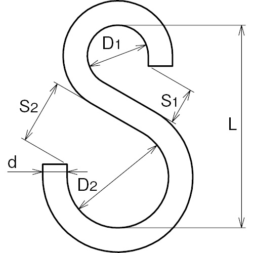ASANO Sカン 黒塗装 3mm 製品図面・寸法図