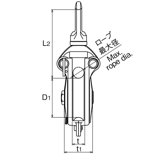 ASANO ダルマブロックPB型 (ベアリング入) Vシーブタイプ 75mm製品図面・寸法図-2