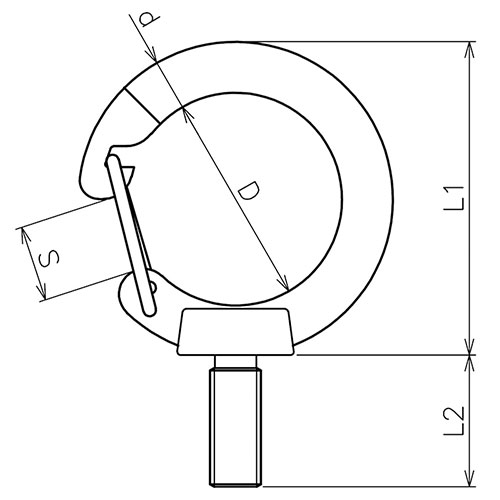 ASANO アイボルト フック付 M12 製品図面・寸法図