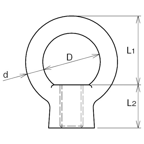 ASANO アイナット(鋳造:ミリねじ) 4mm AK17070 製品図面・寸法図