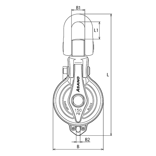 ASANO 強力ダルマブロックPB-S II型 (ベアリング入) AK1875 製品図面・寸法図