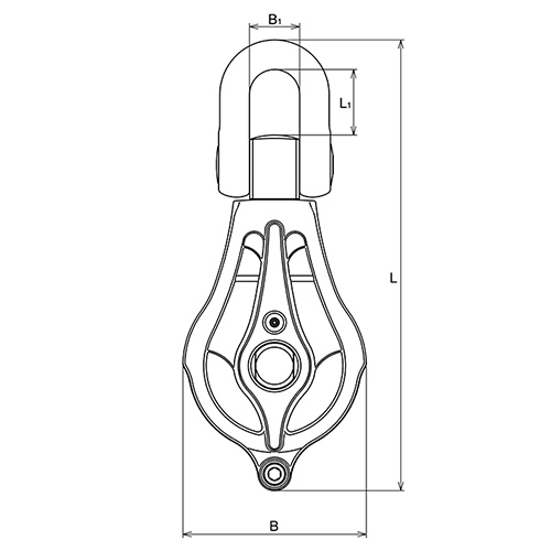 ASANO 強力ブロックPB-II型 (ベアリング入) 150mm AK1886 製品図面・寸法図