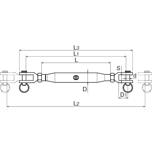 ASANO パイプターンバックルS型フォーク 5mm 製品図面・寸法図