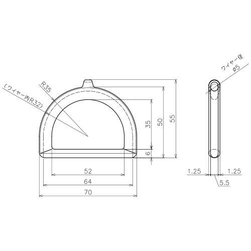 ASANO ワイヤーDリング ワイヤー径5mm対応 AK3395 製品図面・寸法図