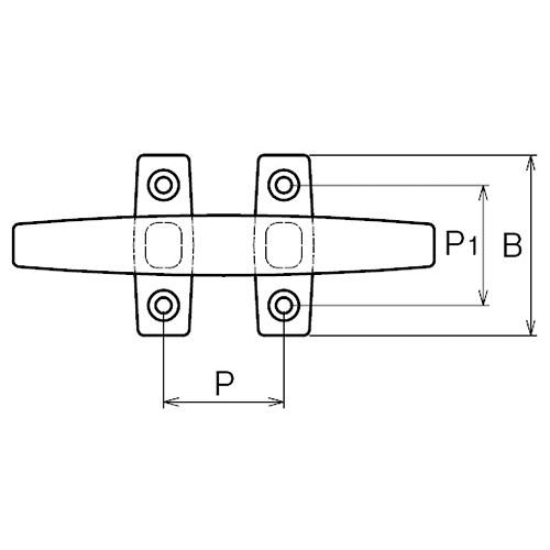 ASANO クリート (ロープ固定金具) サイズ100mm AK3700 製品図面・寸法図