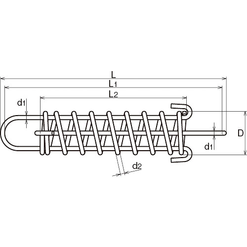 ASANO 連結スプリング (ロング) 3mm 製品図面・寸法図
