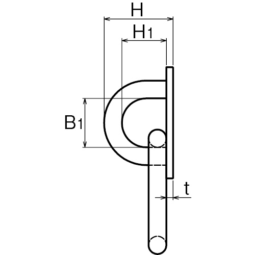 ASANO 座付丸環(アイプレート型) 5mm 製品図面･寸法図