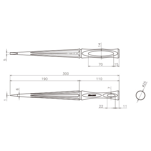 ASANO ライトスパイキSG 25Sサイズ AK4295 製品図面・寸法図