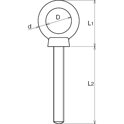 ASANO ロングアイボルト(鍛造:ミリねじ) 6mm 製品図面・寸法図