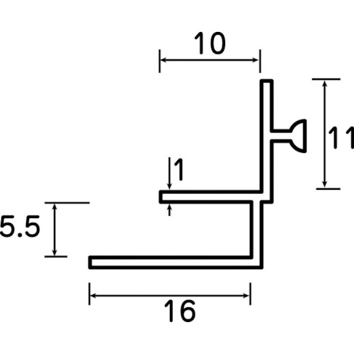 TRUSCO 5mmパネルアダプタＢ 1ｍ 25mm角溝あり用 製品図面・寸法図