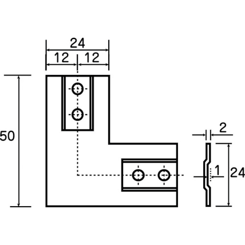 TRUSCO 25mmアルミフレーム用補強金物 Ｌ型 製品図面・寸法図