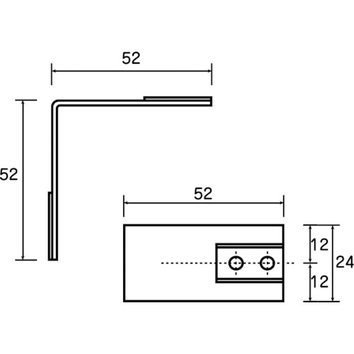 TRUSCO 25mmアルミフレーム用補強金物 内付けＬ型 製品図面・寸法図