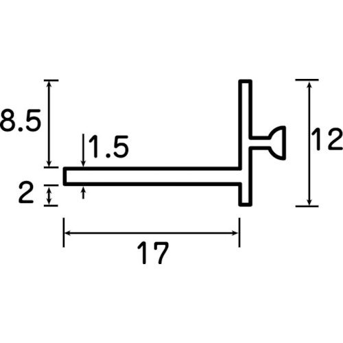 TRUSCO 棚受け15mm 1ｍ 25mm角溝あり用 製品図面・寸法図