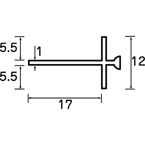 TRUSCO 棚受け12mm 1ｍ 25mm角溝あり用 製品図面・寸法図