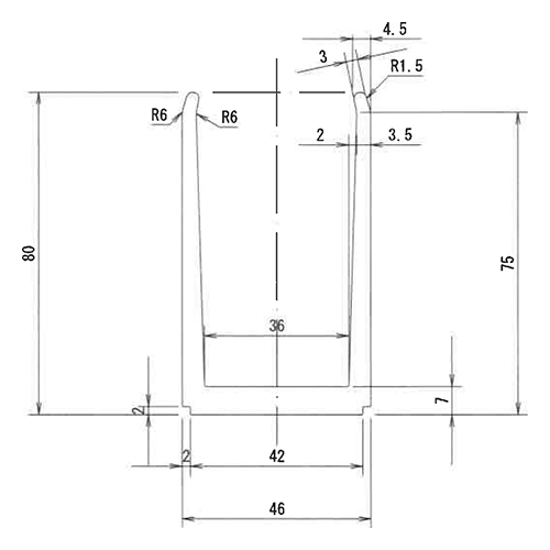 アルミフレーム 50角用ジョイント金具 5個穴 (Φ5.5) 製品図面・寸法図1