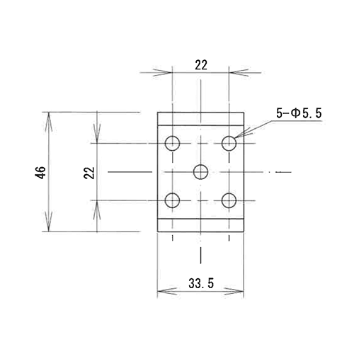アルミフレーム 50角用ジョイント金具 5個穴 (Φ5.5) 製品図面・寸法図2