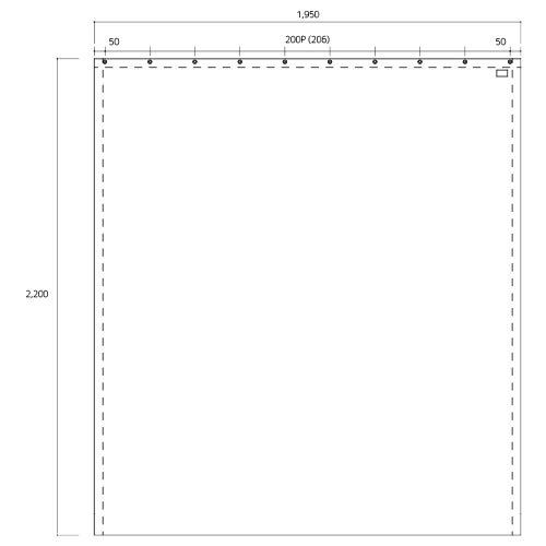 即納・防炎ビニールカーテン0.25mm/糸入り (幅197×丈220cm) フリーカット・マジックテープ付属 製品図面・寸法図