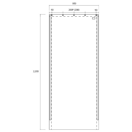 即納・防炎ビニールカーテン0.25mm/糸入り (幅93×丈225cm) フリーカット・マジックテープ付 製品図面・寸法図