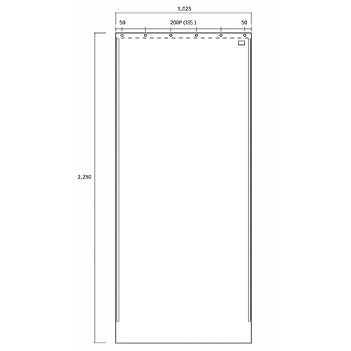 即納・防炎ビニールカーテン0.25mm/糸入り (巾102×丈225cm) フリーカット・マジックテープ付 (リニューアル品) 製品図面・寸法図