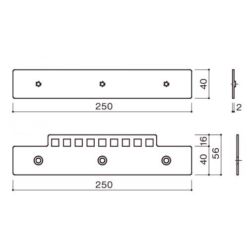 スワロン ストリップドアーシート Aタイプ300W用ハンガー シルバー 製品図面・寸法図
