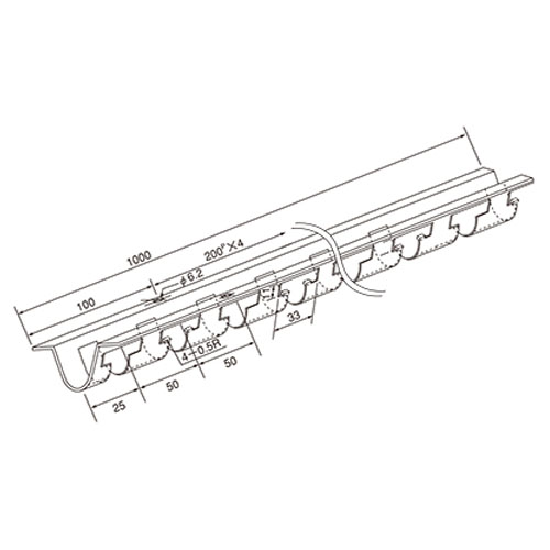 スワロン ストリップドアーシート Bタイプ固定式フレーム シルバー 製品図面・寸法図-1
