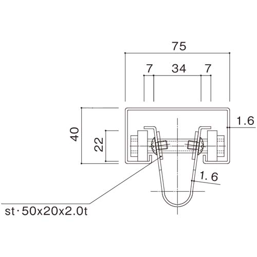 スワロン ストリップドアーシート Cタイプスライド式フレーム シルバー 製品図面・寸法図-2