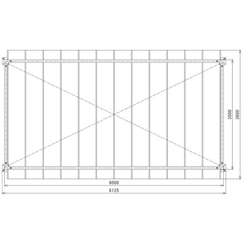 スライドルーフテント(3m×6m)  製品図面・寸法図