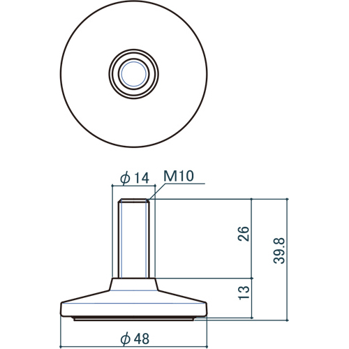 シロクマ Uポール アジャスター M10 ブラック UA-848 製品図面・寸法図