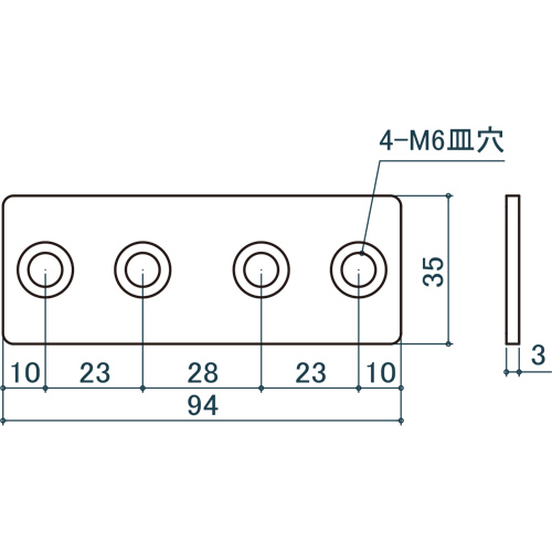 シロクマ Uポール I形プレートブラケット M6 ソフトミラー UB-141 製品図面・寸法図