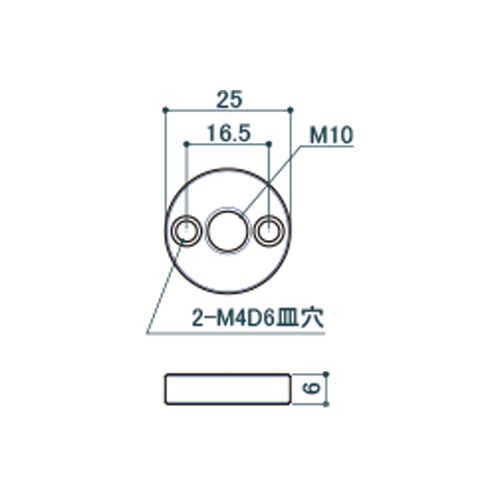 シロクマ Uポール エンドプレートM10 40mm シルバー UE-1010 製品図面・寸法図