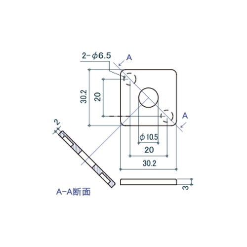 シロクマ Uポール エンドプレート (M10用) 30mm 鏡面 UE-301 製品図面・寸法図