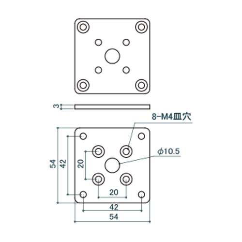 シロクマ Uポール マウントベース 30mm 鏡面 UE-310 製品図面・寸法図