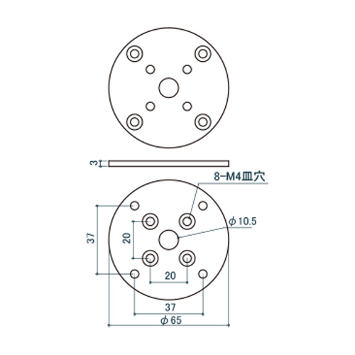 シロクマ Uポール マウントベース 30mm 鏡面 UE-350 製品図面・寸法図