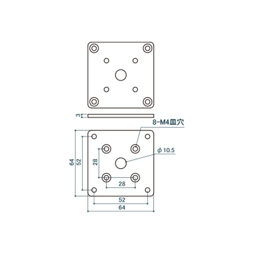 シロクマ Uポール マウントベース 40mm 鏡面 UE-410 製品図面・寸法図