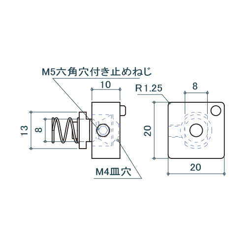 シロクマ Uポール ウェッジジョイント 20mm 黒艶消 UJ-1222 製品図面・寸法図