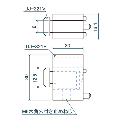 シロクマ Uポール ハカマジョイント 30mm 黒艶消 UJ-321 製品図面・寸法図