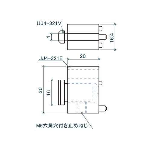 シロクマ Uポール ハカマジョイント 30mm 黒艶消 UJ4-321 製品図面・寸法図