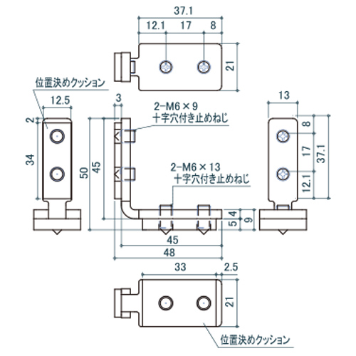 シロクマ Uポール L形金具 40×30 三価クロメート UJ-43P 製品図面・寸法図