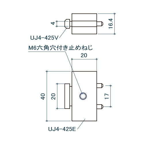 シロクマ Uポール ハカマジョイント 40mm 黒艶消 UJ4-425 製品図面・寸法図