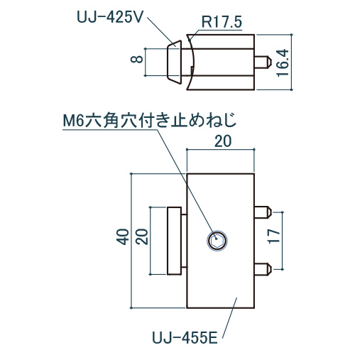 シロクマ Uポール ハカマジョイント (UP-351用) 40mm オフホワイト UJ-455 製品図面・寸法図