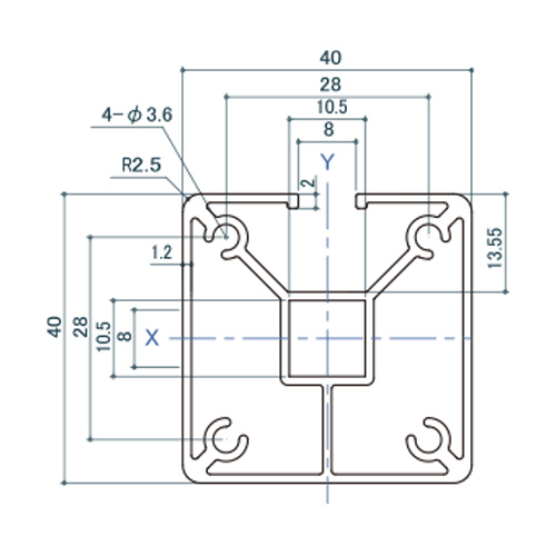 シロクマ Uポール エンド (1方) 2450mm 黒艶消 UP-401 製品図面・寸法図