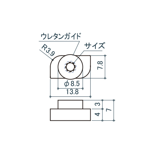 シロクマ Uポール ローター M4 三価クロメート (鉄) US-304P 製品図面・寸法図