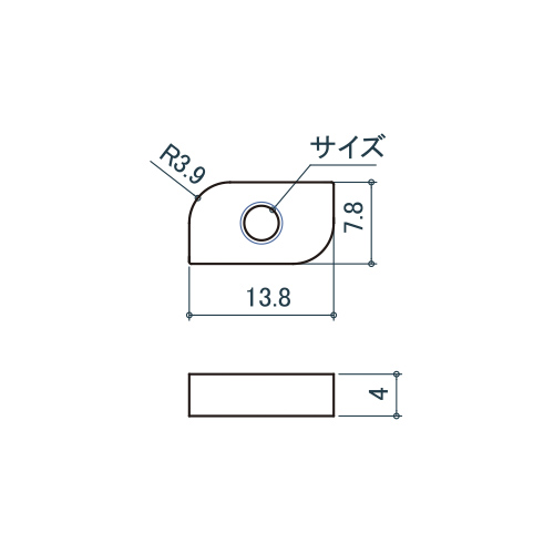 シロクマ Uポール ローター M4 三価クロメート (鉄) US-304 製品図面・寸法図