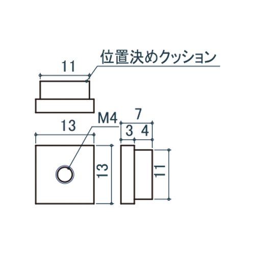 シロクマ Uポール 先入角ナット M4 三価クロメート (鉄)+PE US-334P 製品図面・寸法図