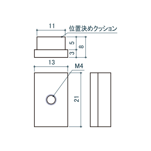 シロクマ Uポール 先入角ナット M4 三価クロメート (鉄)+PE US-34P 製品図面・寸法図