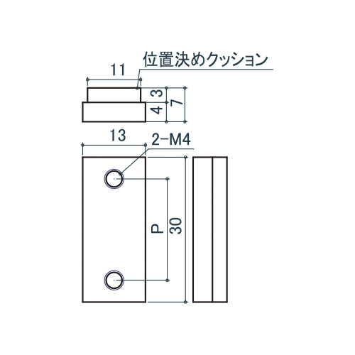 シロクマ Uポール 先入角ナット M4 P-15mm SUS304+PE US-354P 製品図面・寸法図