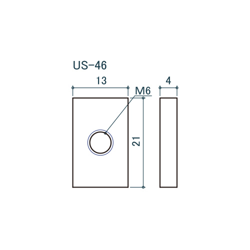 シロクマ Uポール 先入角ナット M6 三価クロメート (鉄) US-46 製品図面・寸法図