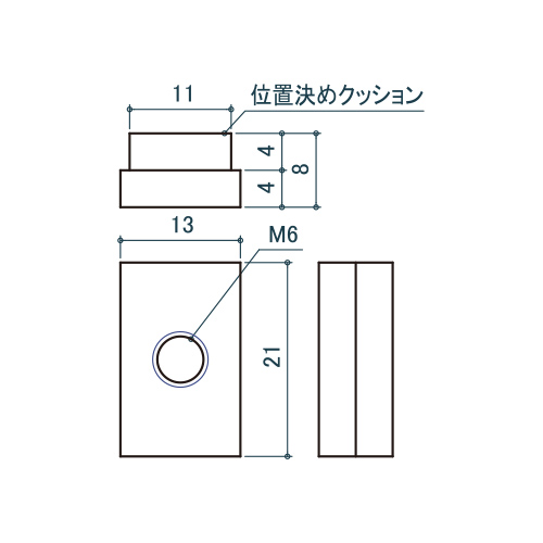 シロクマ Uポール 先入角ナット M6 三価クロメート (鉄)+PE US-46P 製品図面・寸法図